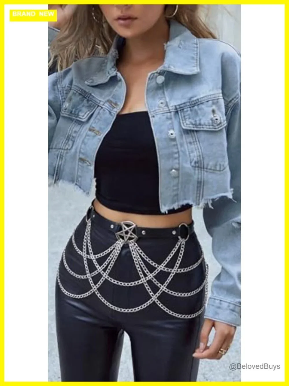 Faux Leather Chain Waist Belt Punk Goth Harness Belt for Jeans Dresses